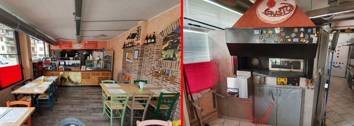 Forno e interno della pizzeria GusTo a Chieri